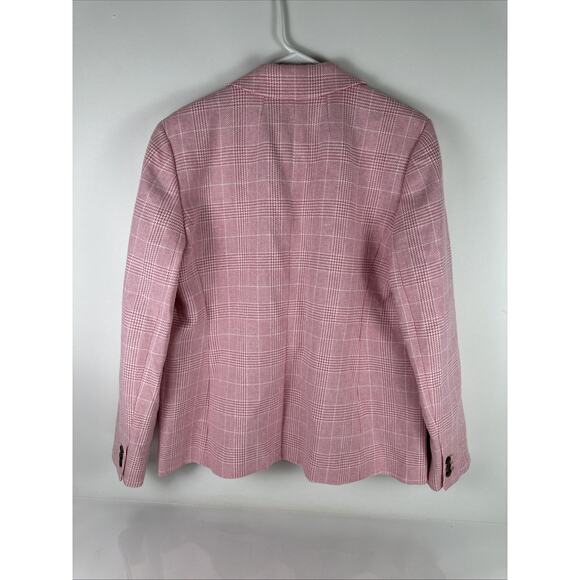 J. Crew One Button Pink Plaid Blazer Size 16 - Picture 3 of 8